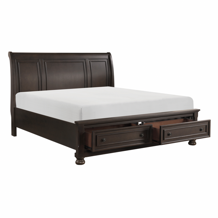 Begonia Grayish Brown King Sleigh Storage Platform Bed