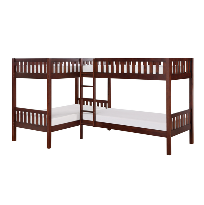 Rowe Dark Cherry Twin Corner Bunk Bed