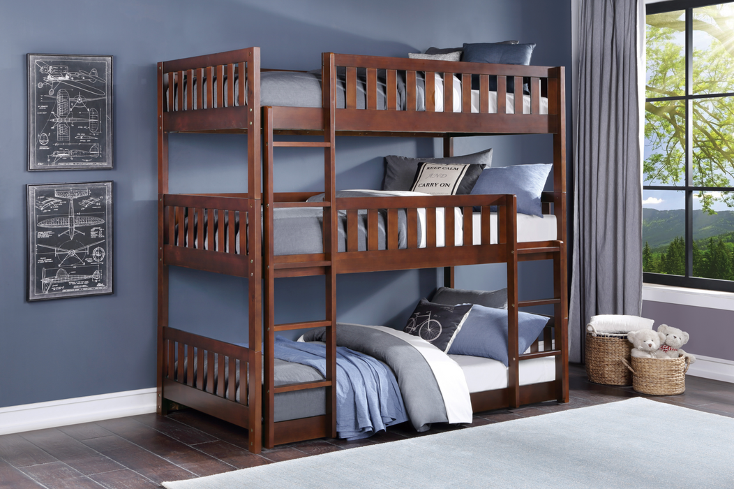 Rowe Dark Cherry Twin Triple Bunk Bed