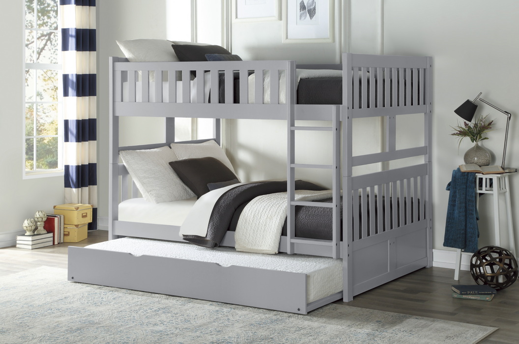 Orion Gray Full/Full Bunk Bed with Twin Trundle