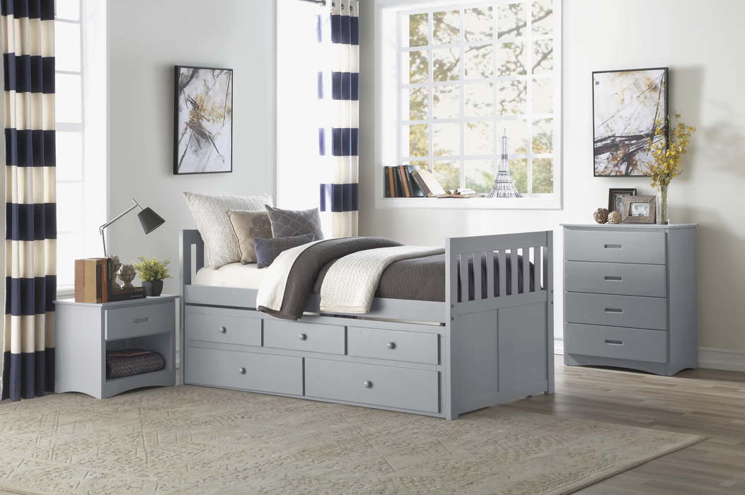 Orion Gray Twin Captains Trundle Bed