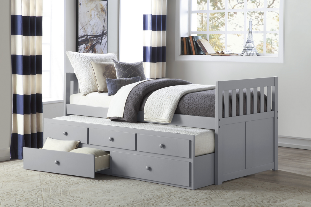 Orion Gray Twin Captains Trundle Bed