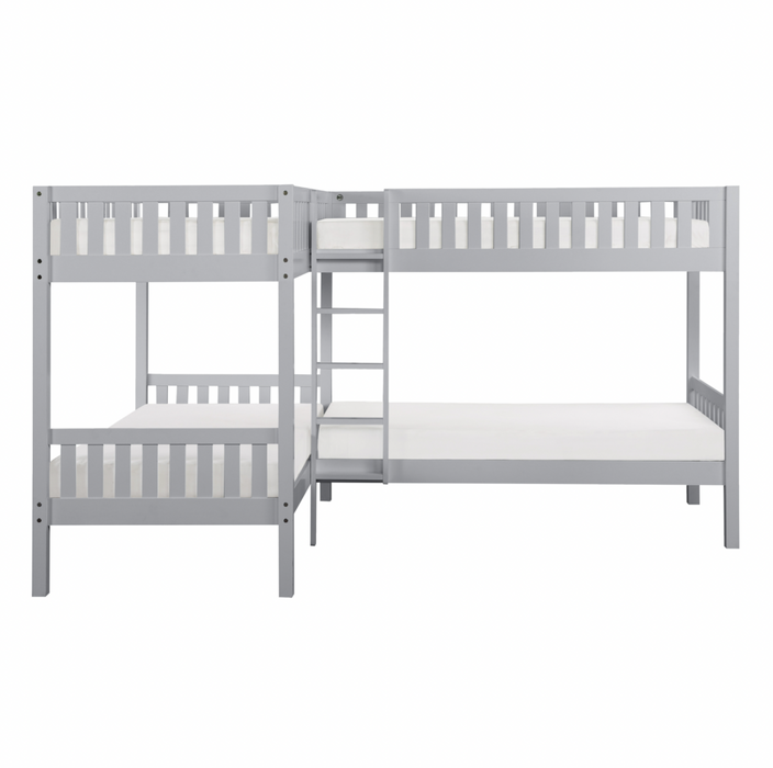 Orion Gray Twin Corner Bunk Bed