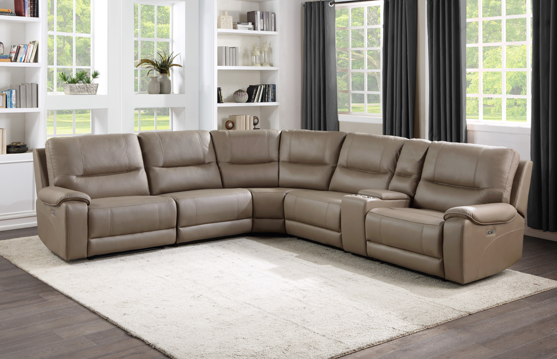 LeGrande Taupe 6-Piece Modular Power Reclining Sectional