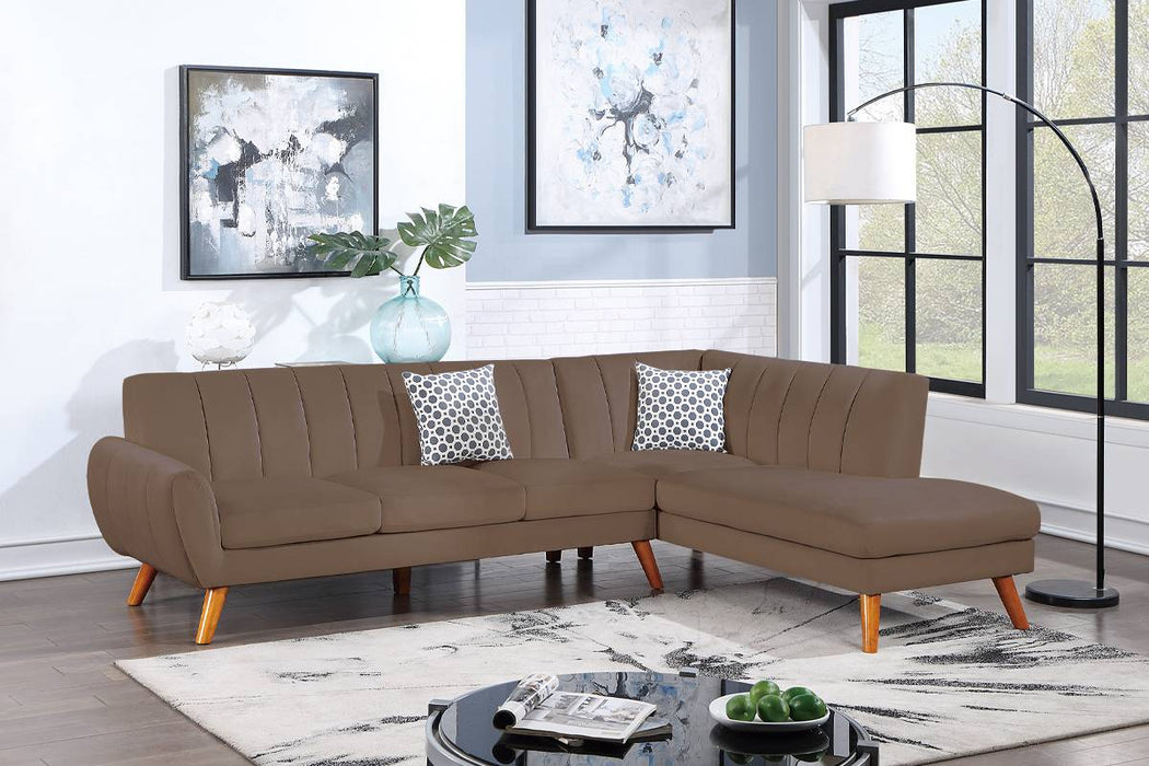 2-Piece Sectional with Accent Pillows - Light Brown