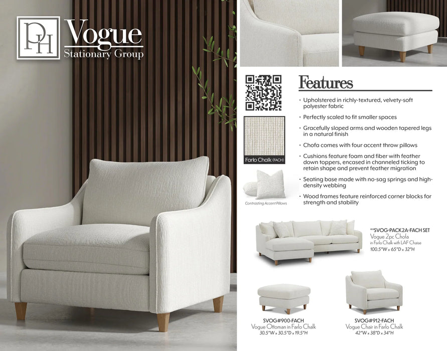 Modern Living - Vogue 2 Piece Sectional Sofa in Farlo Chalk - SVOG-PACK2A-FACH