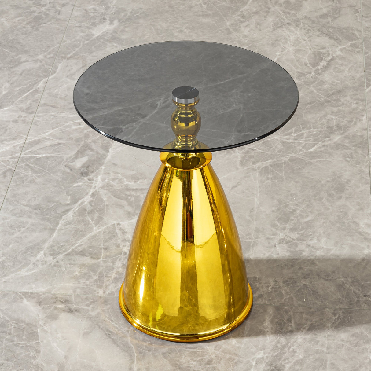 Gray Tempered Glass Side Table