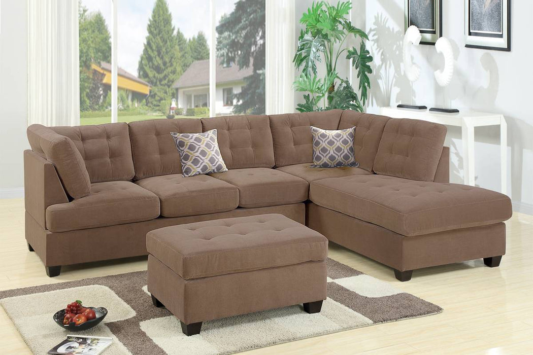 2pc Reversible Sectional W/2 Accent Pillows - Truffle