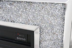 VANITII Crushed Diamonds LED Mirrored Fireplace
