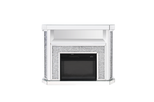 VANITII Crushed Diamonds LED Mirrored Fireplace