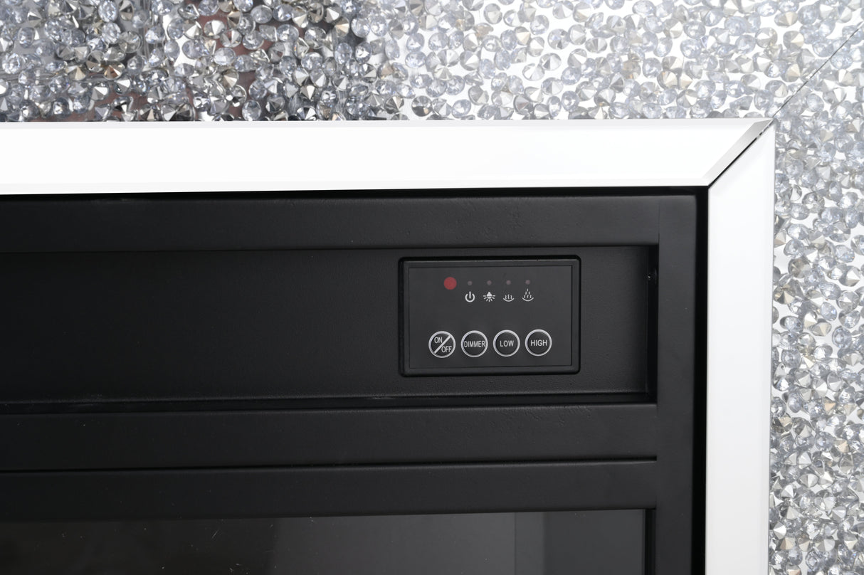 VANITII Crushed Diamonds LED Mirrored Fireplace