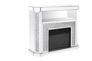 VANITII Crushed Diamonds LED Mirrored Fireplace