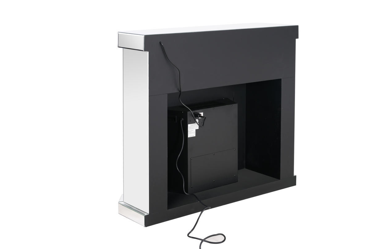 VANITII Crushed Diamonds LED Mirrored Fireplace