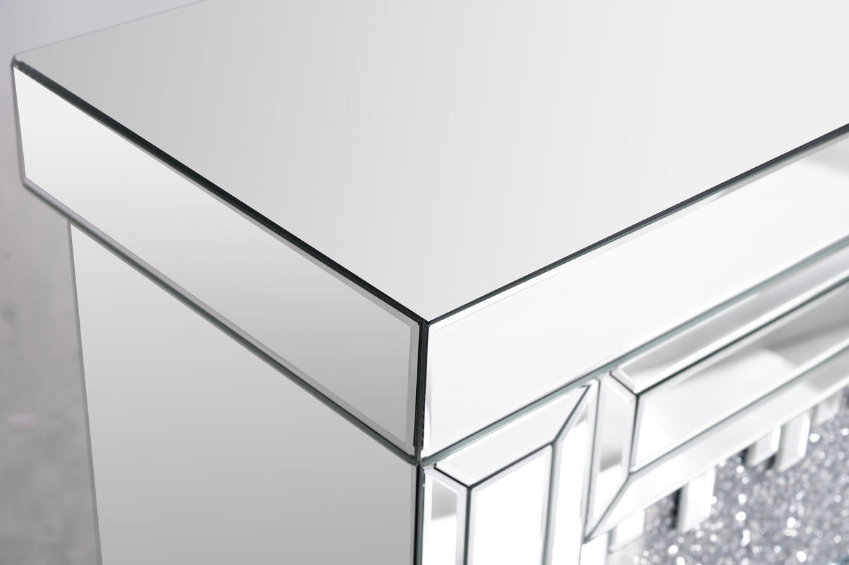 VANITII Crushed Diamonds LED Mirrored Fireplace