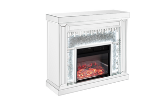 VANITII Crushed Diamonds LED Mirrored Fireplace