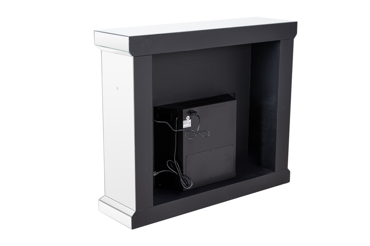 VANITII Crushed Diamonds LED Mirrored Fireplace
