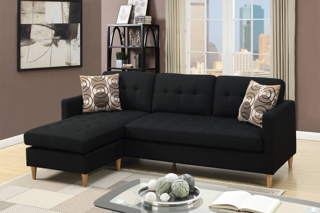 2pc Reversible Sectional W/2 Accent Pillows - Black