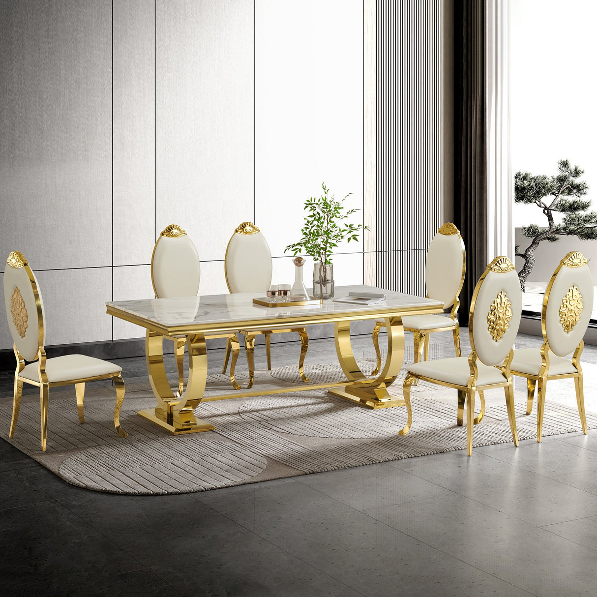 Modern Dining Table with 20mm Marble Top