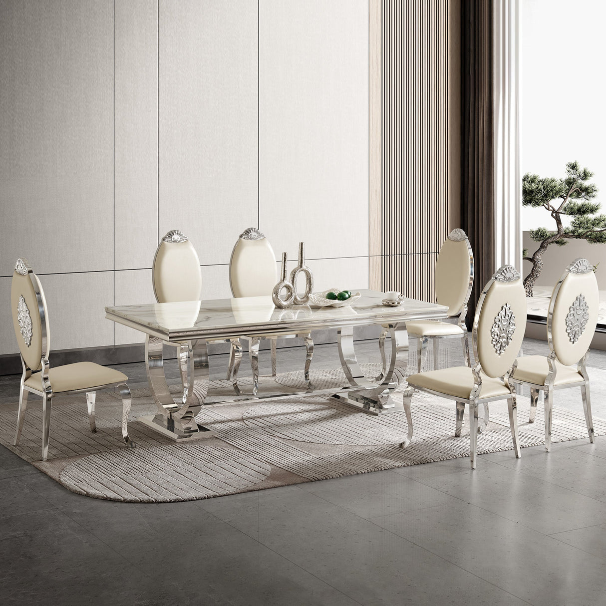 Modern Dining Table with 20mm Marble Top