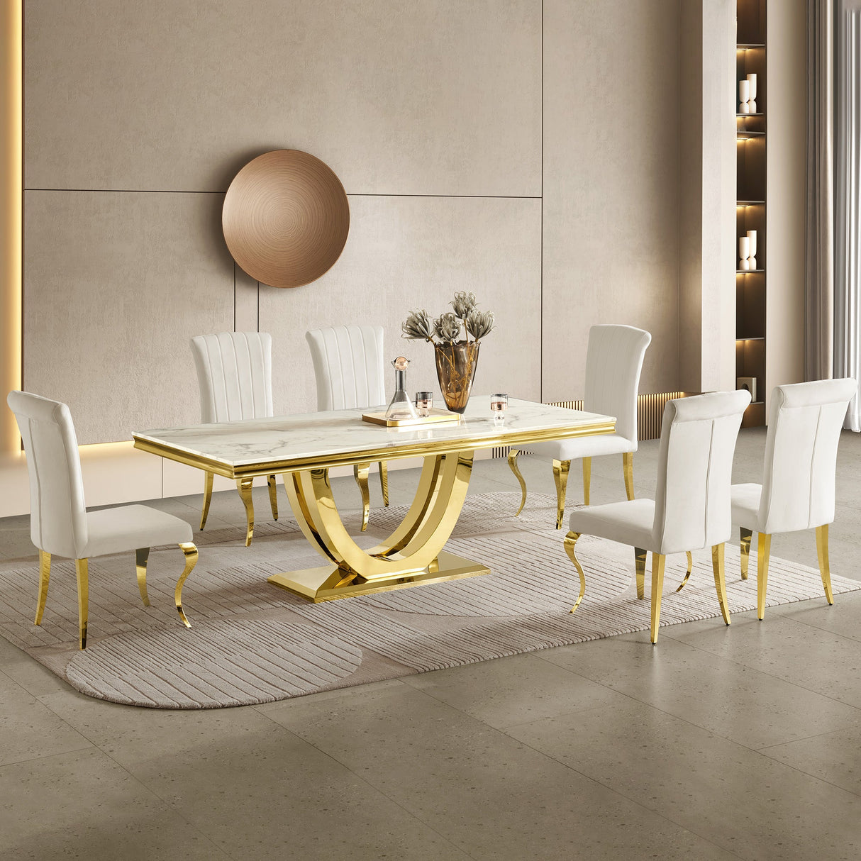 Modern Dining Table with Marble Top