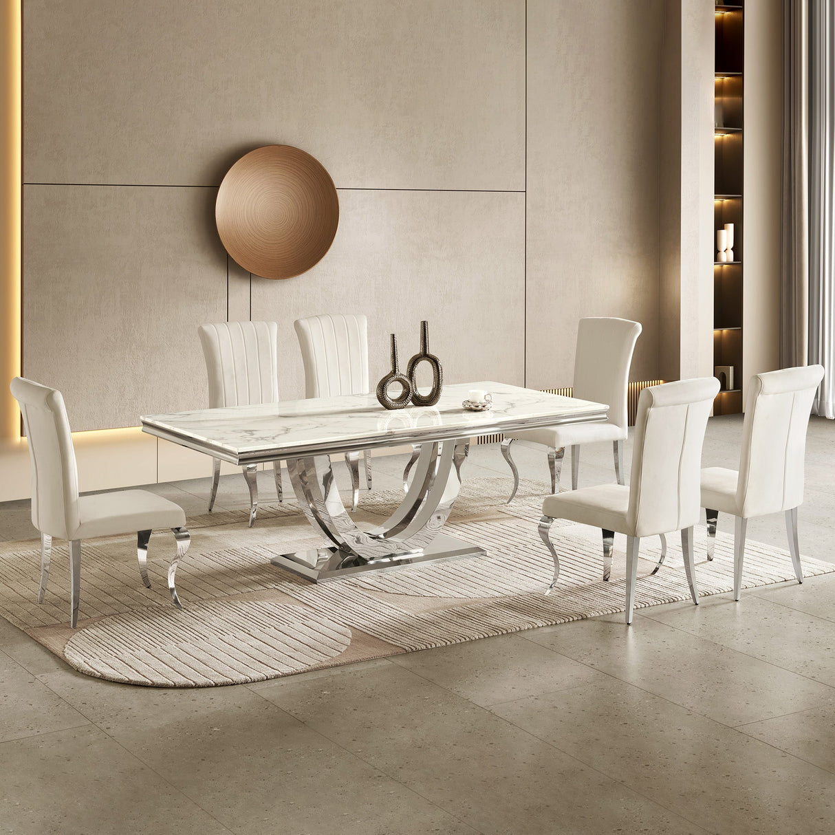 Modern Dining Table with Marble Top