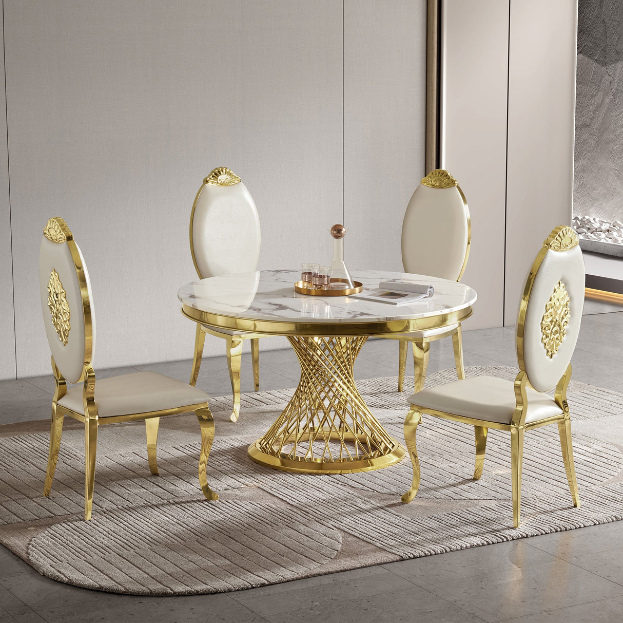 Durable Dining Table with Marble Top