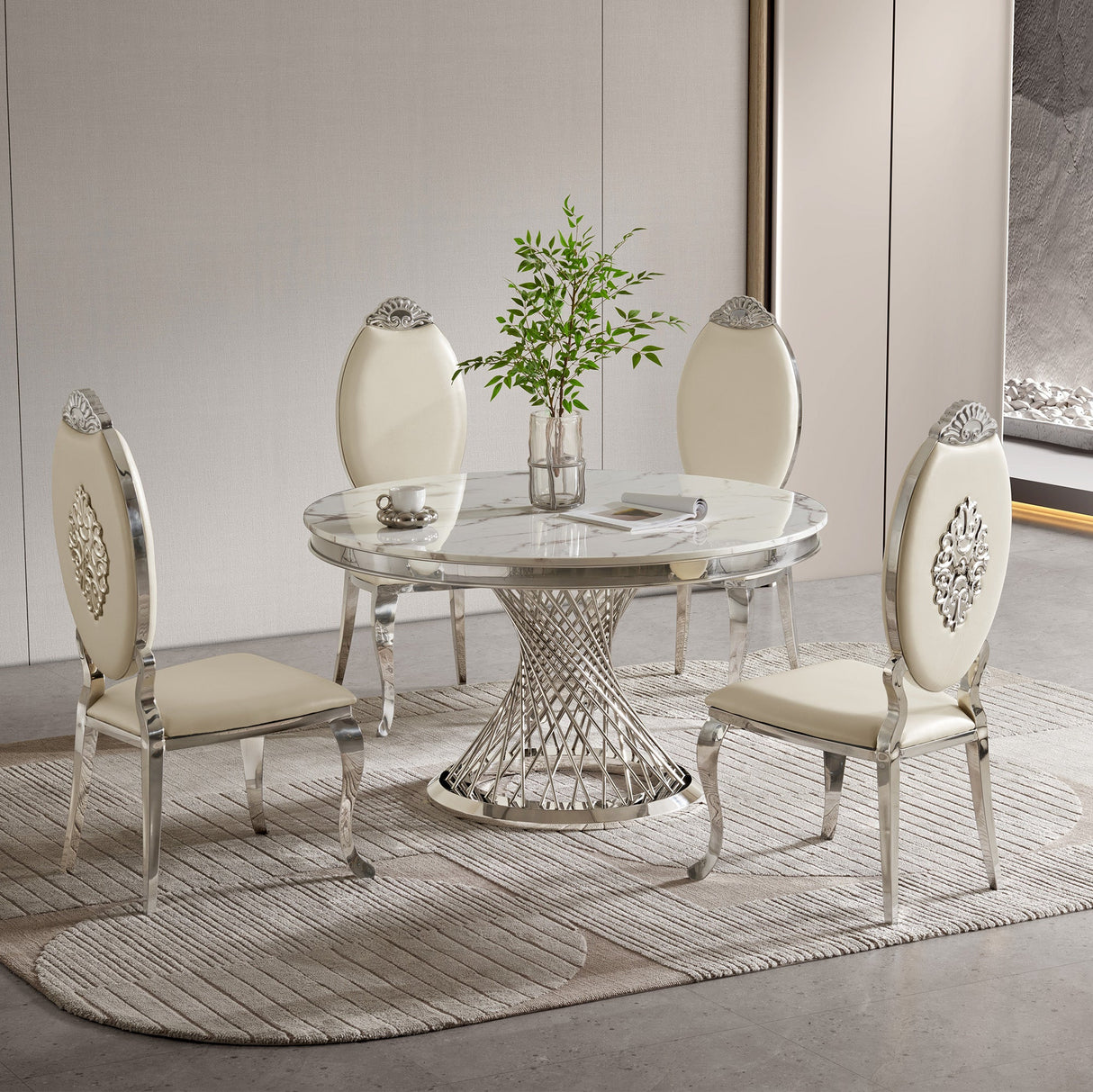 Durable Dining Table with Marble Top