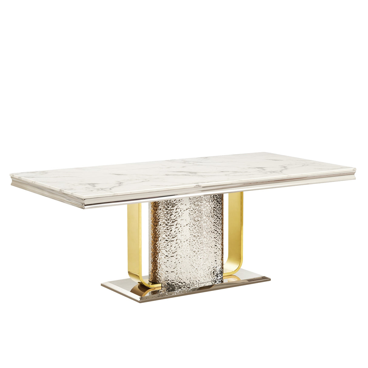 Durable Dining Table with White Marble Top