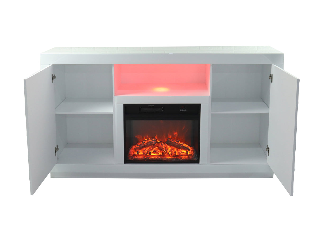 VANITII Timeless White Electric Fireplace