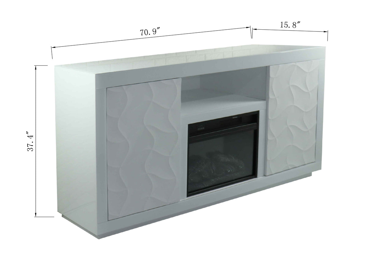 VANITII Timeless White Electric Fireplace