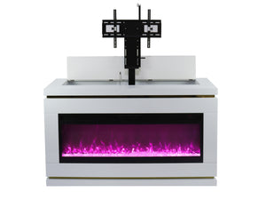 VANITII Modern White Electric Fireplace TV Stand
