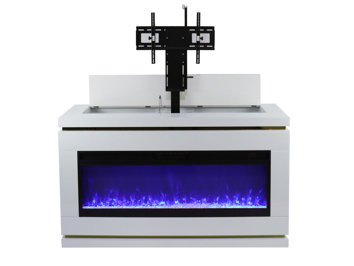 VANITII Modern White Electric Fireplace TV Stand