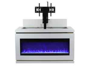 VANITII Modern White Electric Fireplace TV Stand