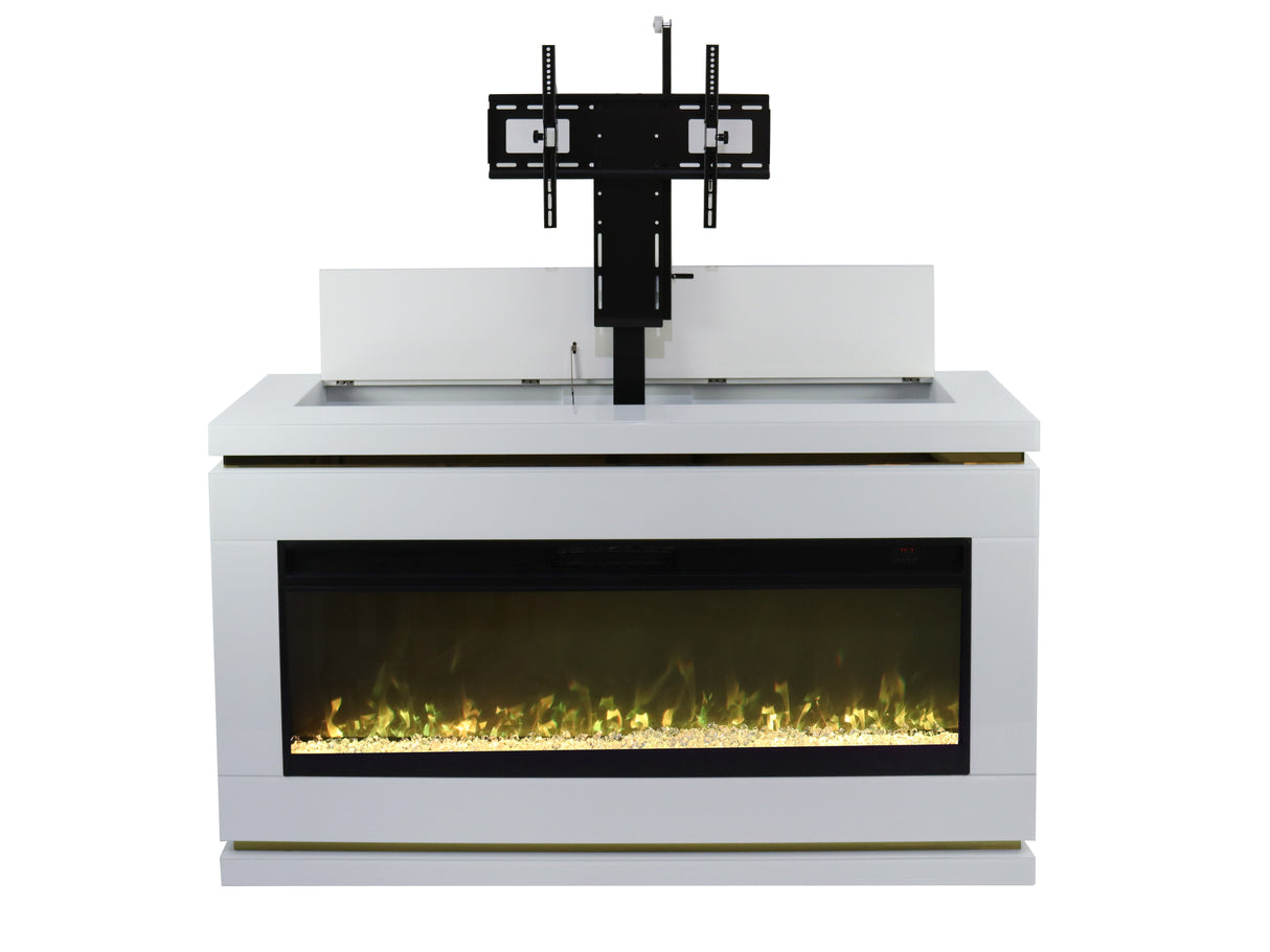 VANITII Modern White Electric Fireplace TV Stand
