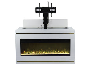 VANITII Modern White Electric Fireplace TV Stand