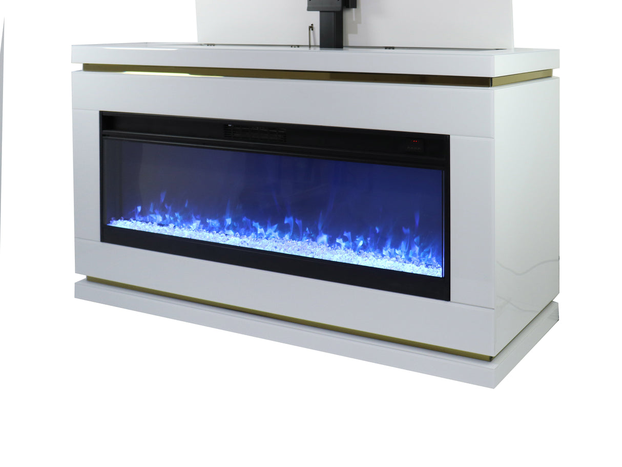 VANITII Modern White Electric Fireplace TV Stand