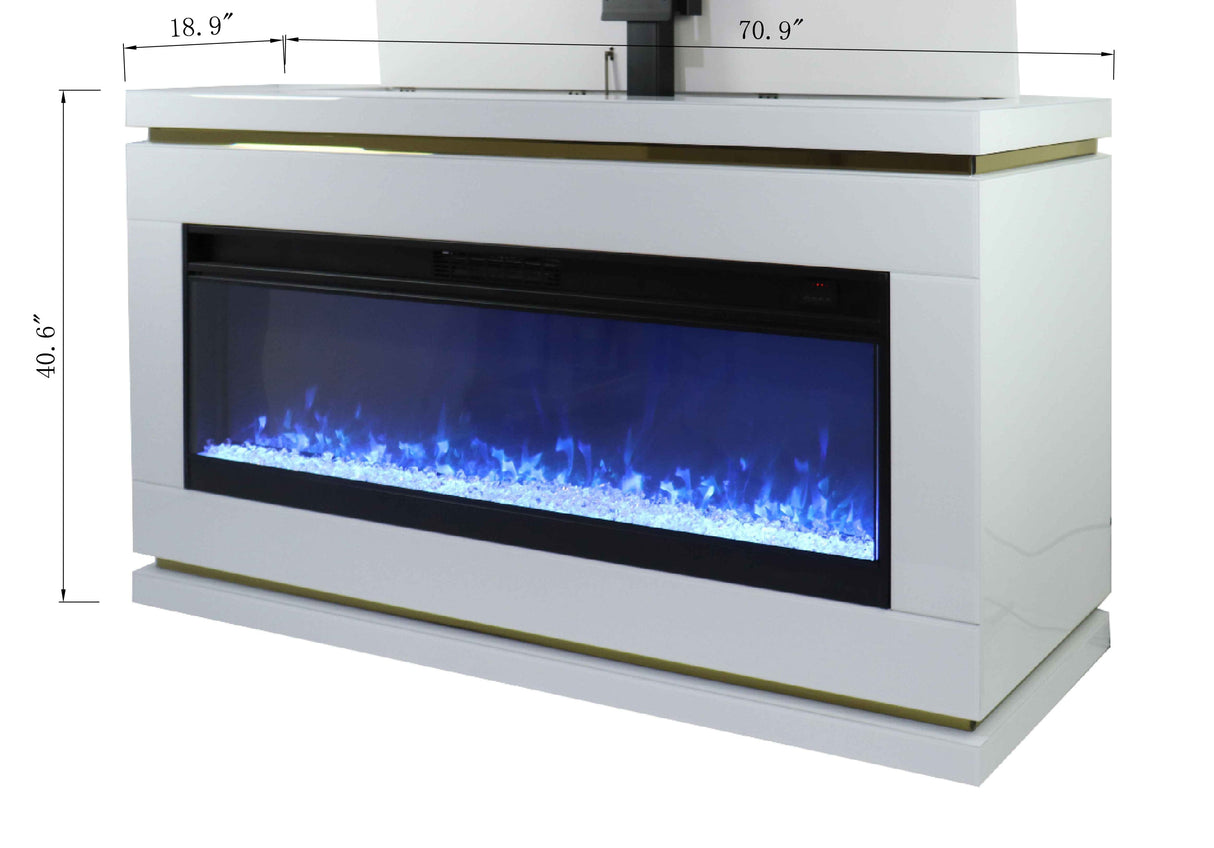 VANITII Modern White Electric Fireplace TV Stand
