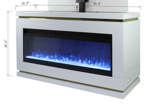 VANITII Modern White Electric Fireplace TV Stand