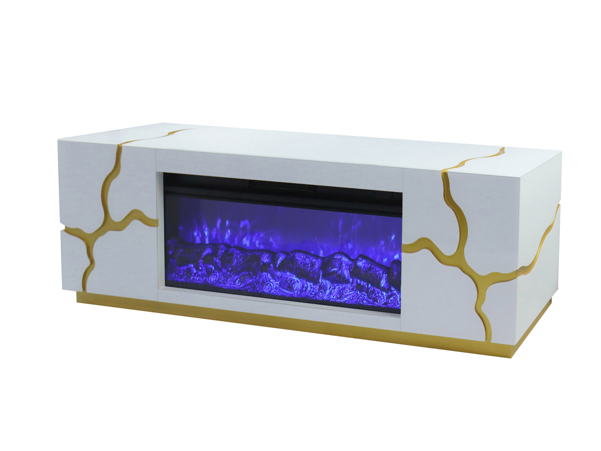 VANITII Reco TV Stand with Electric Fireplace
