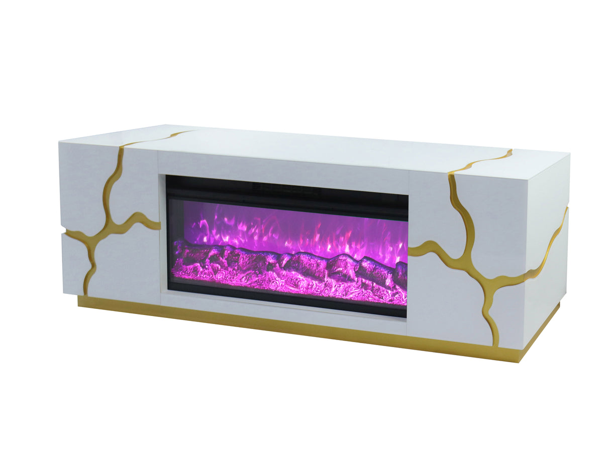 VANITII Reco TV Stand with Electric Fireplace