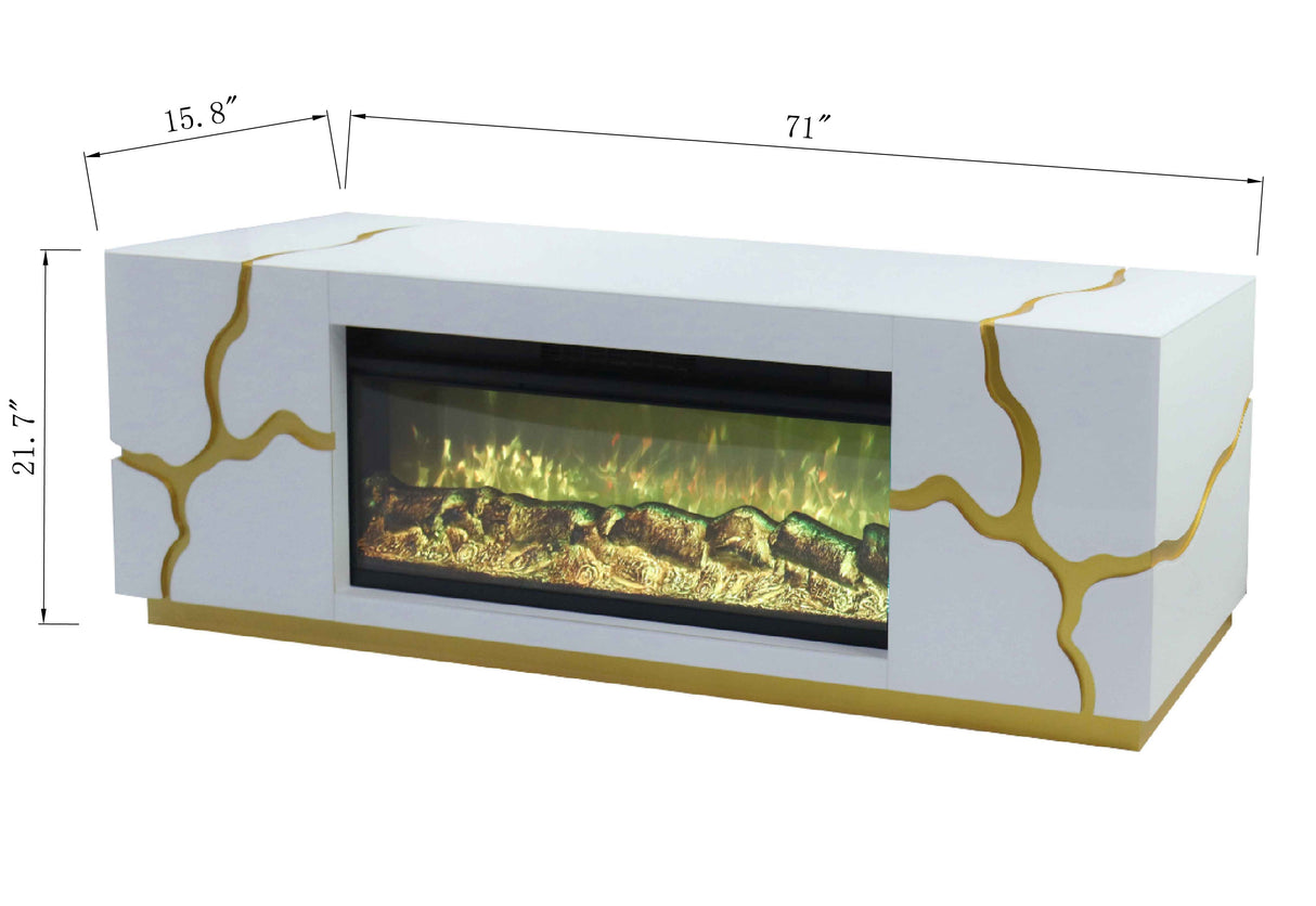VANITII Reco TV Stand with Electric Fireplace