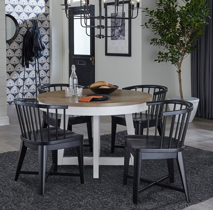 Modern Furniture - Americana Modern 5 Piece Round Dining Table Set in Cotton - DAME-5PC-48RND-2118