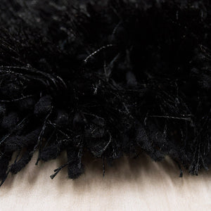 Alma Afro Shag Plain Black Rug
