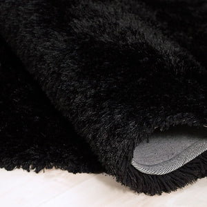 Alma Afro Shag Plain Black Rug