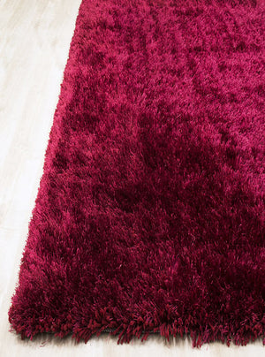 Alma Afro Shag Solid Burgundy Rug