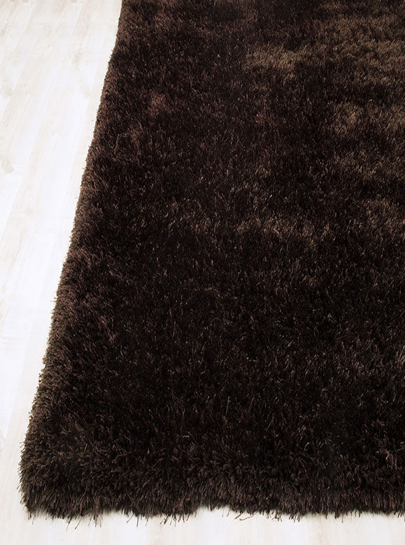 Alma Afro Shag Plain Dark Brown Rug