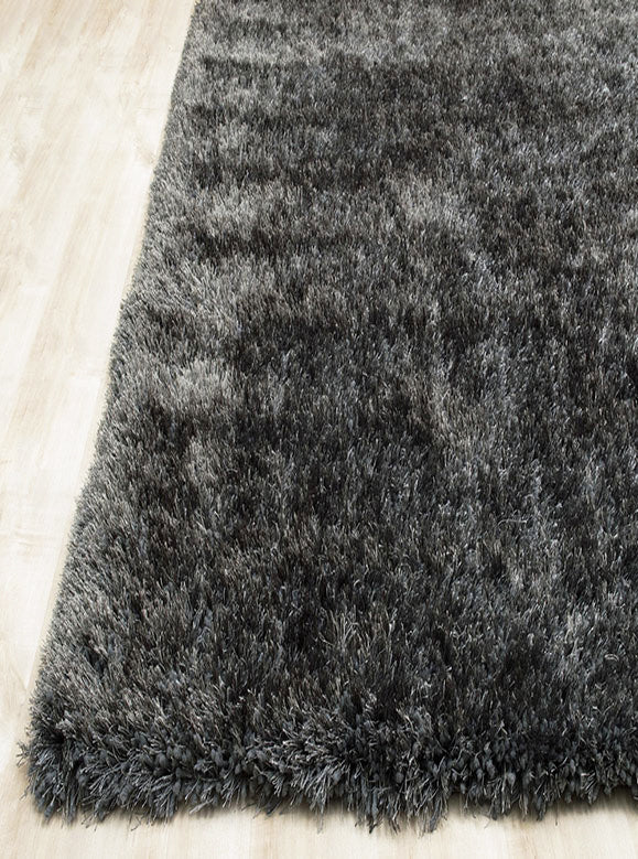 Alma Afro Shag Plain Gray Rug