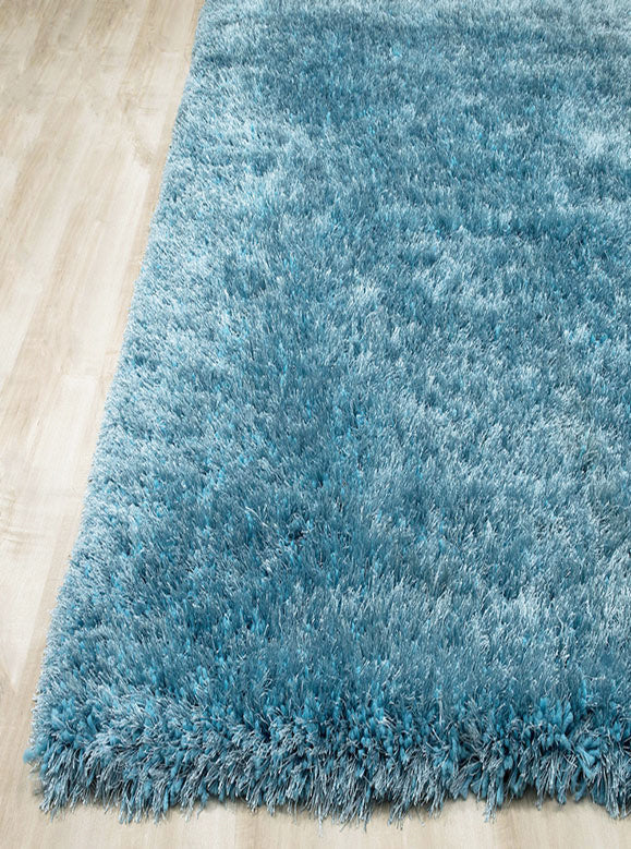 Alma Afro Shag Plain Light Blue Rug
