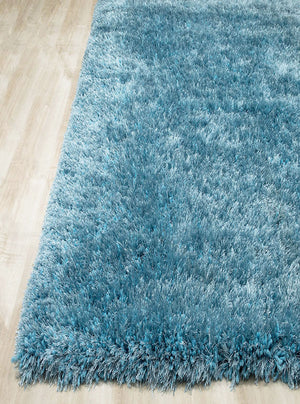 Alma Afro Shag Plain Light Blue Rug