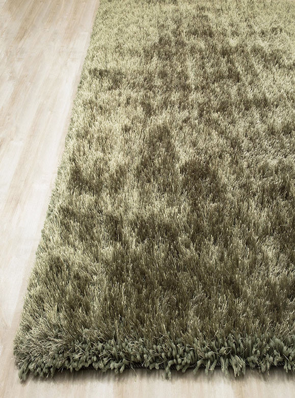 Alma Afro Shag Plain Sage Green Rug